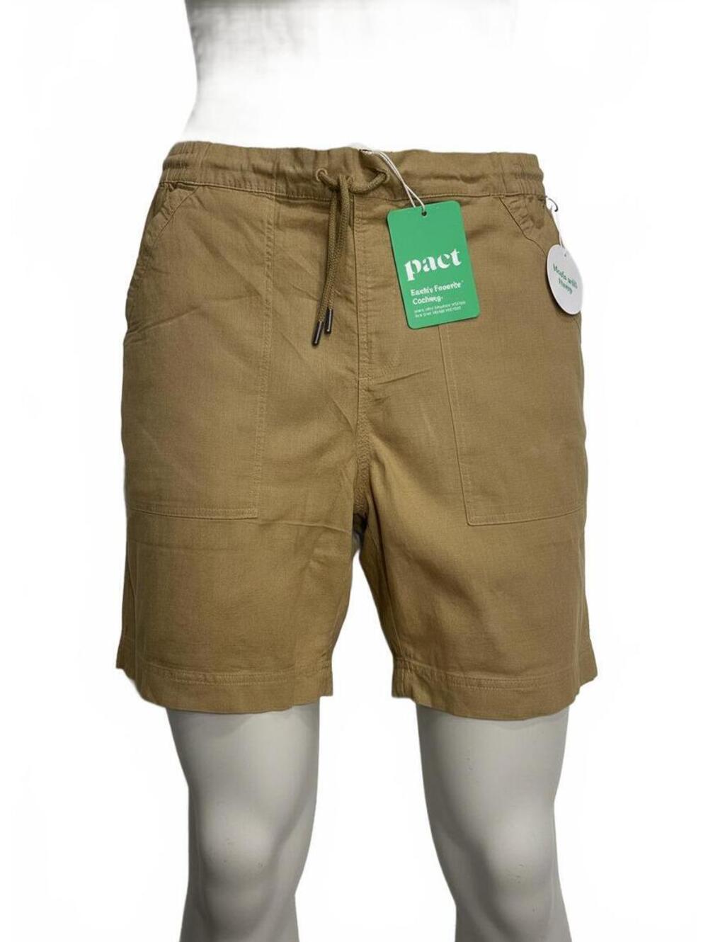 Pact Men's Hemp Blend Drawstring Shorts in Tan, Size XL